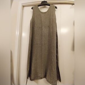 FLAX 2G 100% Linen Dress with side slits